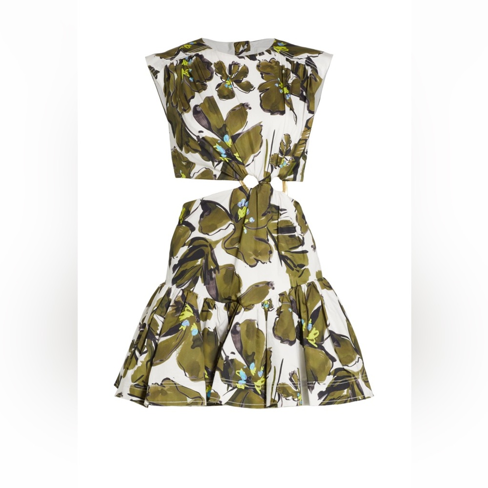 AJE Oasis CutOut Minidress Horizon Olive Floral , 4 Au (0 Us)
